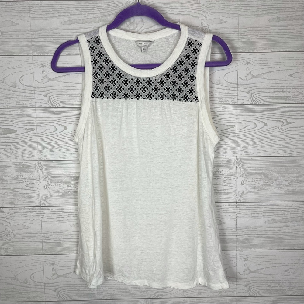 Women’s Lucky Brand Linen Blend Sleeveless Blouse Size Large